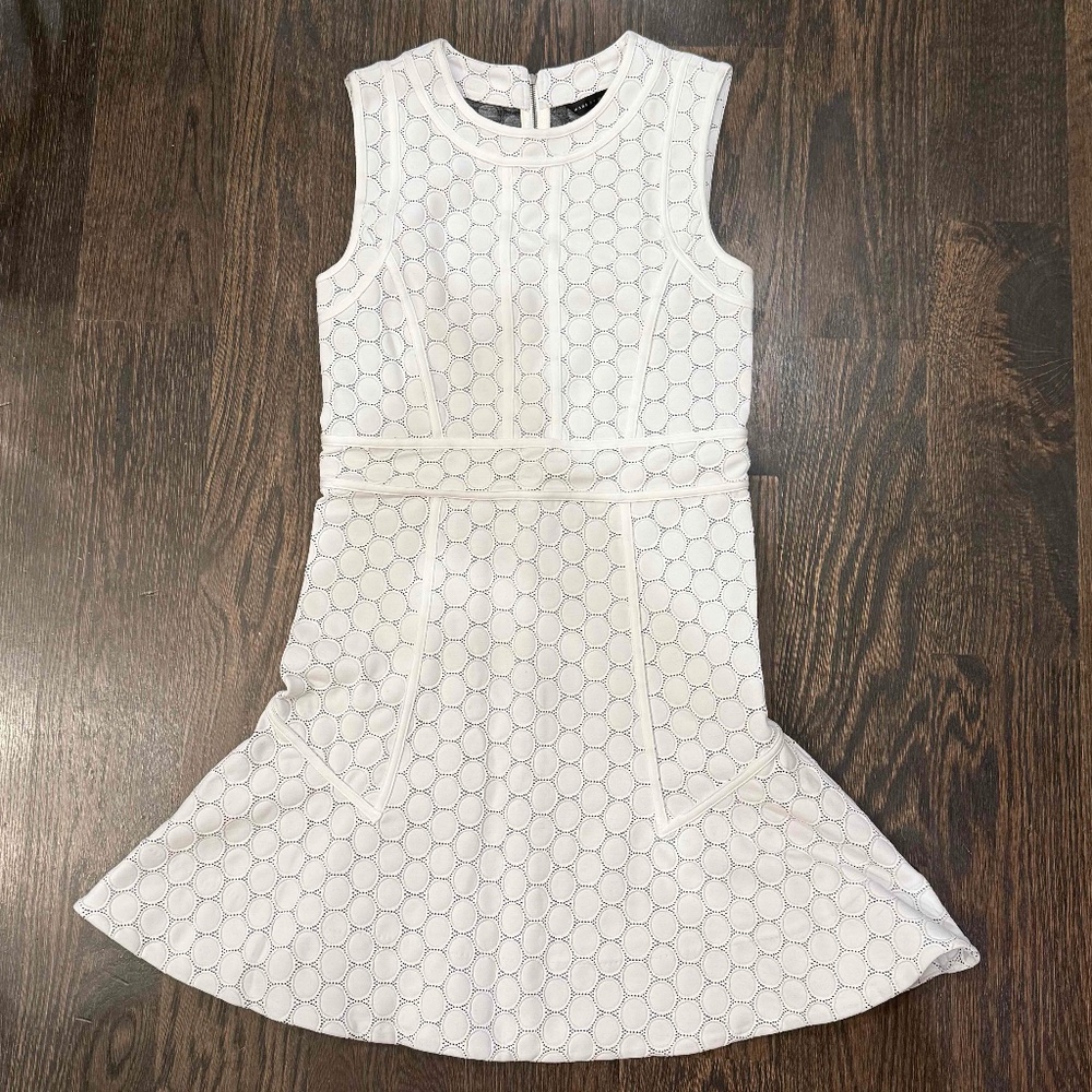 $368 NWT MARC BY MARC JACOBS LEYNA DOTTY PONTE MINI NYLON DRESS WHITE S 4 6
